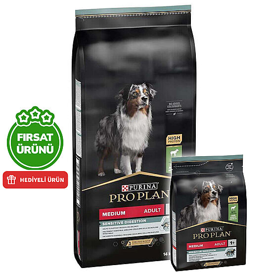 Pro Plan Kuzu Etli Hassas Sindirim Köpek Maması 14 Kg + 3 Kg Pro Plan Köpek Maması (Toplam 17 Kg) - 1