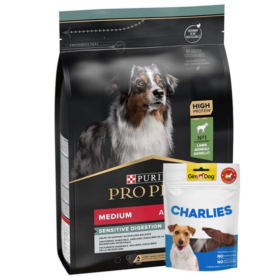 Pro Plan Kuzu Etli Hassas Sindirim Köpek Maması 3 Kg + Gimdog 70 Gr Köpek Ödülü - 1