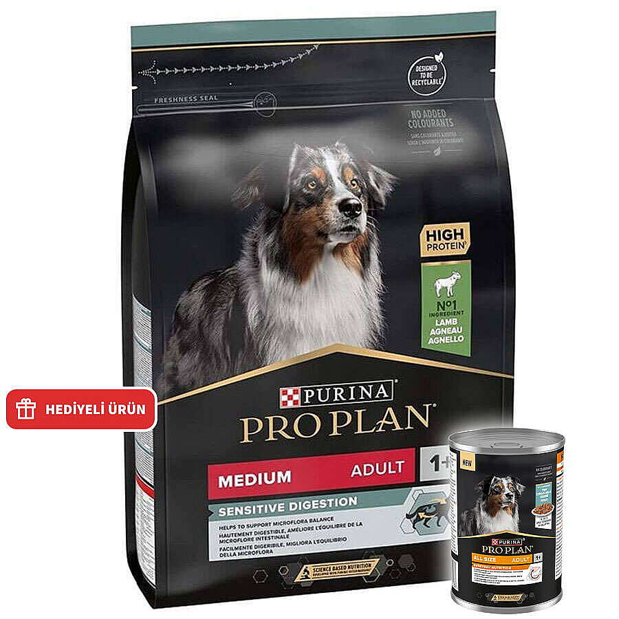 Pro Plan Kuzu Etli Hassas Sindirim Köpek Maması 3 Kg + Pro Plan Konserve 400 Gr