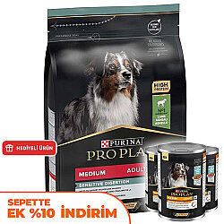 Pro Plan Kuzu Etli Hassas Sindirim Köpek Maması 3 Kg + 3 Adet Pro Plan Konserve 400 Gr - Pro Plan