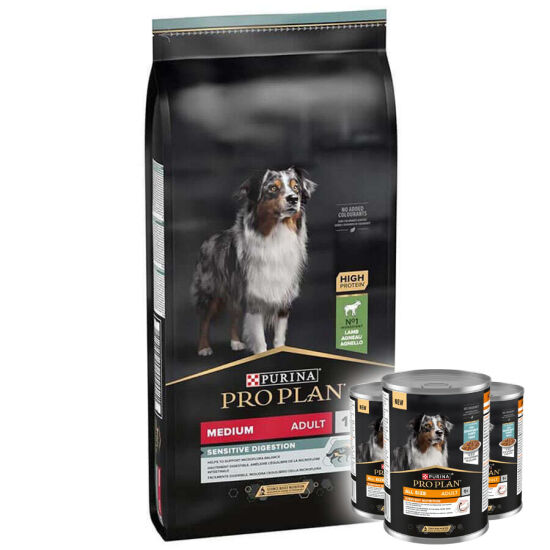 Pro Plan Kuzu Etli Hassas Sindirim Köpek Maması 10 Kg + 3 Adet Köpek Konservesi 400 Gr - 2