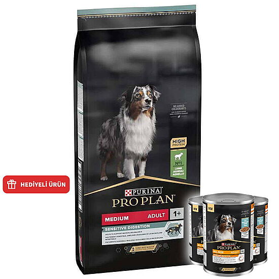 Pro Plan Kuzu Etli Hassas Sindirim Köpek Maması 10 Kg + 3 Adet Pro Plan Konserve 400 Gr - 1