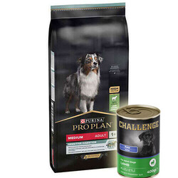 Pro Plan - Pro Plan Kuzu Etli Hassas Sindirim Köpek Maması 10 Kg + 5 Adet 400 Gr Challenge Kuzu Konserve