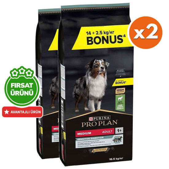 Pro Plan Kuzu Etli Hassas Köpek Maması 14 + 2,5 Kg (Toplam 16,5 Kg) x 2 Adet - 1