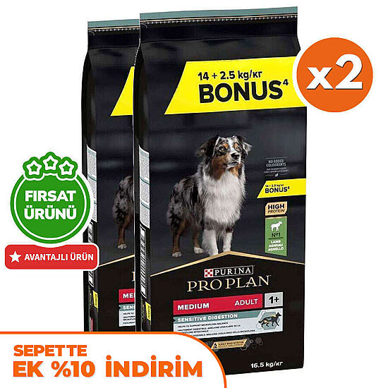 Pro Plan Kuzu Etli Hassas Sindirim Köpek Maması 14 + 2,5 Kg (Toplam 16,5 Kg) x 2 Adet + 12 Adet Pro Plan Konserve - 2