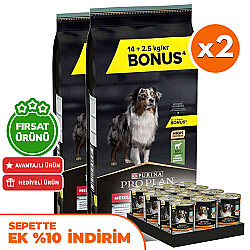 Pro Plan Kuzu Etli Hassas Sindirim Köpek Maması 14 + 2,5 Kg (Toplam 16,5 Kg) x 2 Adet + 12 Adet Pro Plan Konserve - Pro Plan