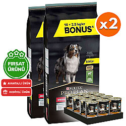 Pro Plan Kuzu Etli Hassas Sindirim Köpek Maması 14 + 2,5 Kg (Toplam 16,5 Kg) x 2 Adet + 12 Adet Pro Plan Konserve - Pro Plan