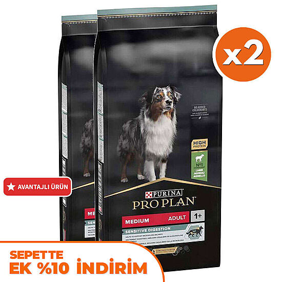 Pro Plan Kuzu Etli Hassas Sindirim Köpek Maması 14 Kg x 2 Adet + 12 Adet Pro Plan Konserve - 2
