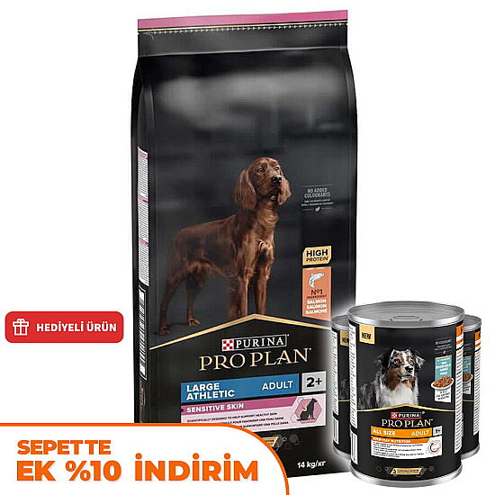 Pro Plan Large Athletic Sensitive Büyük Irk Somonlu Köpek Maması 14 Kg + 3 Adet Pro Plan Konserve 400 Gr - 1