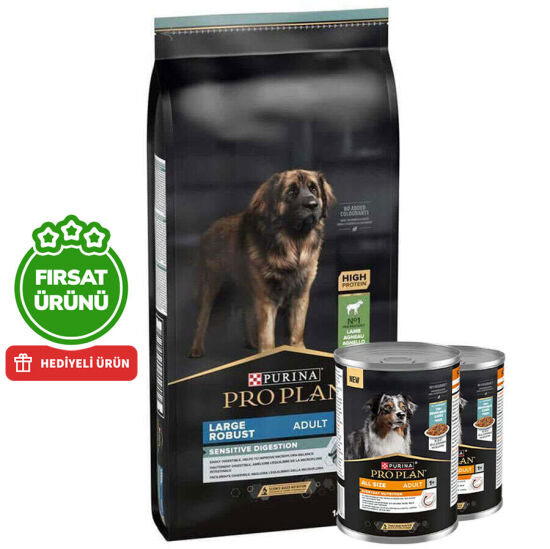 Pro Plan Large Robust Kuzu Etli Büyük Irk Köpek Maması 14 Kg + 2 Adet Köpek Konservesi 400 Gr - 1