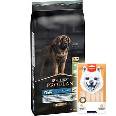 Pro Plan Large Robust Kuzu Etli Büyük Irk Köpek Maması 14 Kg + Wanpy Creamy Treat 5x14 Gr