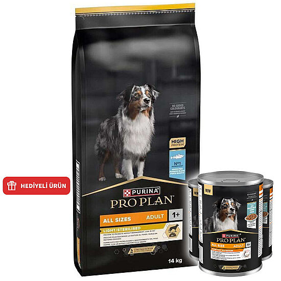 Pro Plan Light Sterilised Balıklı Kısırlaştırılmış Köpek Maması 14 Kg + 3 Adet Pro Plan Konserve 400 Gr - 2