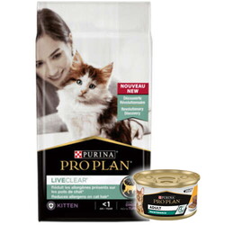 Pro Plan - Pro Plan Live Clear Kitten Hindi Etli Yavru Kedi Maması 1,4 Kg + Pro Plan 85 Gr Yaş Mama