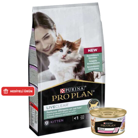 Pro Plan Live Clear Kitten Hindi Etli Yavru Kedi Maması 1,4 Kg + Pro Plan Konserve 85 Gr - 1