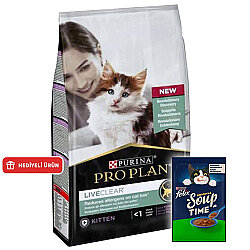 Pro Plan Live Clear Kitten Hindi Etli Yavru Kedi Maması 1,4 Kg + Felix Soup Time Çorba - Pro Plan