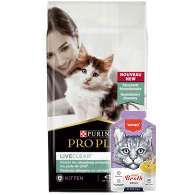 Pro Plan Live Clear Kitten Hindi Etli Yavru Kedi Maması 1,4 Kg + Wanpy 50 Gr Kedi Çorbası