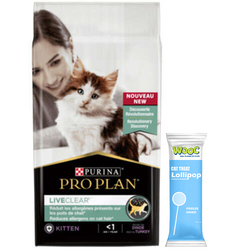Pro Plan - Pro Plan Live Clear Kitten Hindi Etli Yavru Kedi Maması 1,4 Kg + Wooc Kedi Ödülü Lolipop