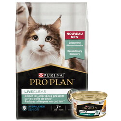 Pro Plan - Pro Plan Live Clear Senior Sterilised Hindi Kısırlaştırılmış Yaşlı Kedi Maması 1,4 Kg + Pro Plan 85 Gr Yaş Mama