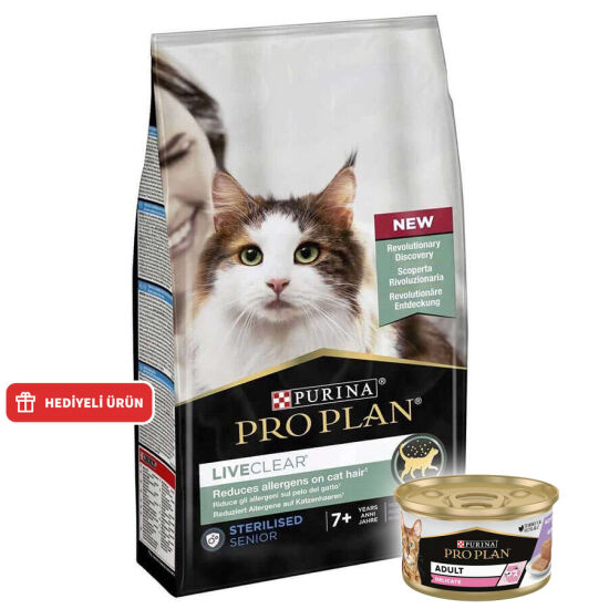 Pro Plan Live Clear Senior Sterilised Hindi Kısırlaştırılmış Kedi Maması 1,4 Kg + Pro Plan Konserve 85 Gr - 1