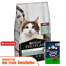 Pro Plan Live Clear Senior Sterilised Hindi Kısırlaştırılmış Kedi Maması 1,4 Kg + Felix Soup Time Çorba - Pro Plan