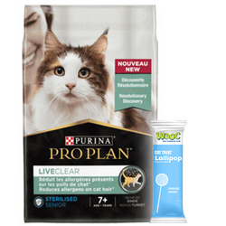 Pro Plan - Pro Plan Live Clear Senior Sterilised Hindi Kısırlaştırılmış Yaşlı Kedi Maması 1,4 Kg + Wooc Kedi Ödülü Lolipop