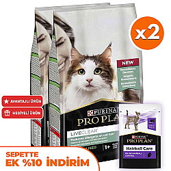 Pro Plan Live Clear Sterilised Hindi Kısırlaştırılmış Kedi Maması 7 Kg x 2 Adet + 35 Adet Pro Plan Hairball Pouch - Pro Plan