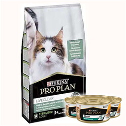 Pro Plan - Pro Plan Live Clear Sterilised Hindi Kısırlaştırılmış Kedi Maması 7 Kg + 3 Adet Pro Plan 85 Gr Yaş Mama