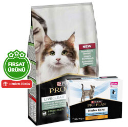 Pro Plan Live Clear Sterilised Hindi Kısırlaştırılmış Kedi Maması 7 Kg + Hydra Care Yaş Mama 75 Gr x 10 Adet - Pro Plan
