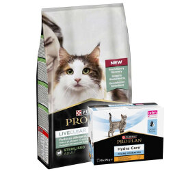 Pro Plan Live Clear Sterilised Hindi Kısırlaştırılmış Kedi Maması 7 Kg + Hydra Care Yaş Mama 75 Gr x 10 Adet - Pro Plan
