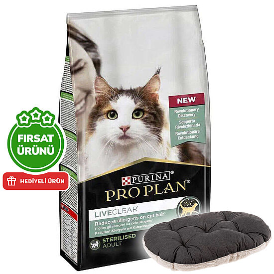 Pro Plan Live Clear Sterilised Hindi Kısırlaştırılmış Kedi Maması 7 Kg + Ferplast Relax Kedi Yatağı - 1
