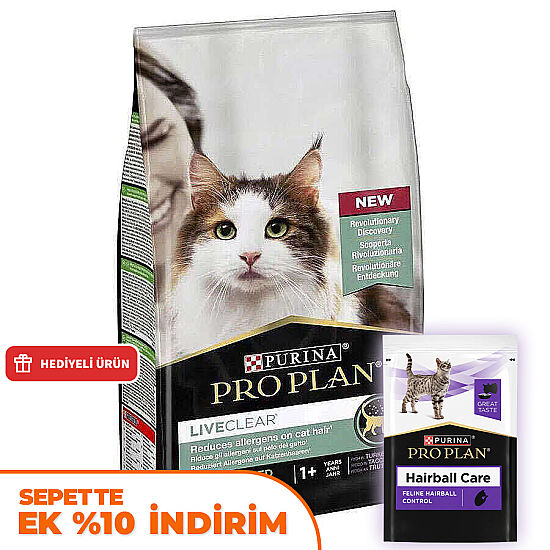 Pro Plan Live Clear Sterilised Hindi Kısırlaştırılmış Kedi Maması 7 Kg + 14 Adet Pro Plan Hairball Pouch - 1