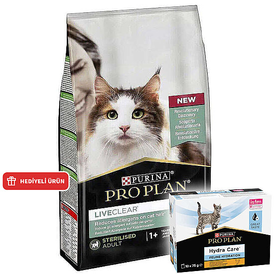Pro Plan Live Clear Sterilised Hindi Kısırlaştırılmış Kedi Maması 7 Kg + Hydra Care Yaş Mama - 1
