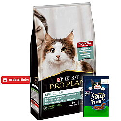 Pro Plan Live Clear Sterilised Somonlu Kısırlaştırılmış Kedi Maması 1,4 Kg + Felix Soup Time Çorba - Pro Plan