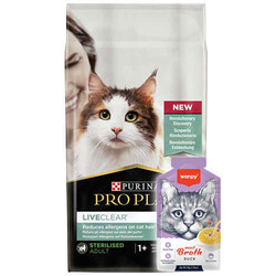 Pro Plan - Pro Plan Live Clear Sterilised Somonlu Kısırlaştırılmış Kedi Maması 1,4 Kg + Wanpy 50 Gr Kedi Çorbası