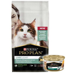Pro Plan - Pro Plan Live Clear Sterilised Somonlu Kısırlaştırılmış Kedi Maması 1,4 Kg + Pro Plan 85 Gr Yaş Mama