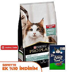 Pro Plan Live Clear Sterilised Somonlu Kısırlaştırılmış Kedi Maması 1,4 Kg + Felix Soup Time Çorba - Pro Plan