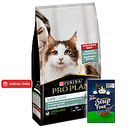 Pro Plan Live Clear Sterilised Somonlu Kısırlaştırılmış Kedi Maması 1,4 Kg + Felix Soup Time Çorba - Pro Plan