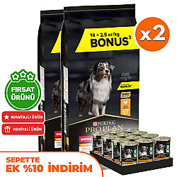 Pro Plan Medium Tavuklu Orta Irk Köpek Maması 14 + 2,5 Kg (Toplam 16,5 Kg) x 2 Adet + 12 Adet Pro Plan Konserve - Pro Plan
