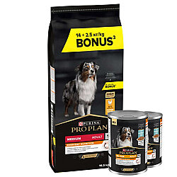 Pro Plan Medium Tavuklu Orta Irk Köpek Maması 14 + 2,5 Kg (Toplam 16,5 Kg) + 2 Adet Pro Plan Konserve 400 Gr - Pro Plan