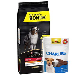 Pro Plan - Pro Plan Medium Tavuklu Orta Irk Köpek Maması 14 + 2,5 Kg (Toplam 16,5 Kg) + Gimdog 70 Gr Köpek Ödülü