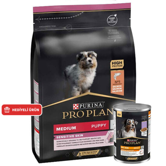 Pro Plan Medium Orta Irk Somon Yavru Köpek Maması 3 Kg + Köpek Konservesi 400 Gr - 1