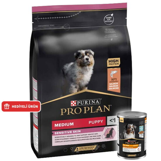 Pro Plan Medium Orta Irk Somon Yavru Köpek Maması 3 Kg + Pro Plan Konserve 400 Gr - 1