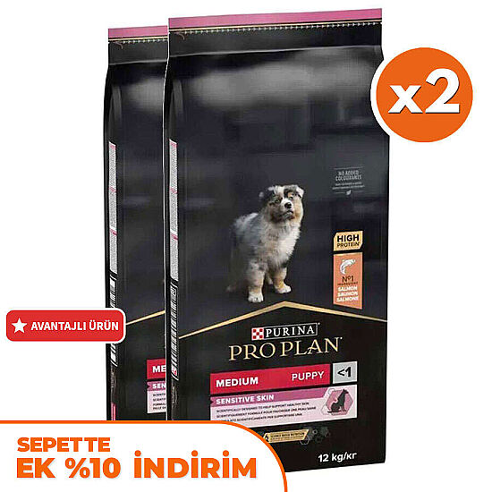 Pro Plan Medium Orta Irk Somonlu Yavru Köpek Maması 12 Kg x 2 Adet + 12 Adet Pro Plan Konserve - 2