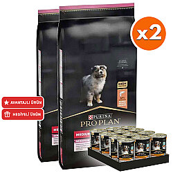 Pro Plan Medium Orta Irk Somonlu Yavru Köpek Maması 12 Kg x 2 Adet + 12 Adet Pro Plan Konserve - Pro Plan