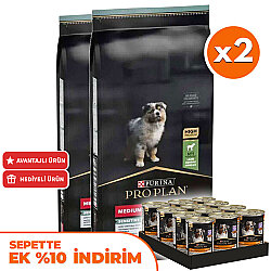 Pro Plan Medium Puppy Kuzu Etli Yavru Köpek Maması 12 Kg x 2 Adet + 36 Adet Pro Plan Konserve 400 Gr - Pro Plan