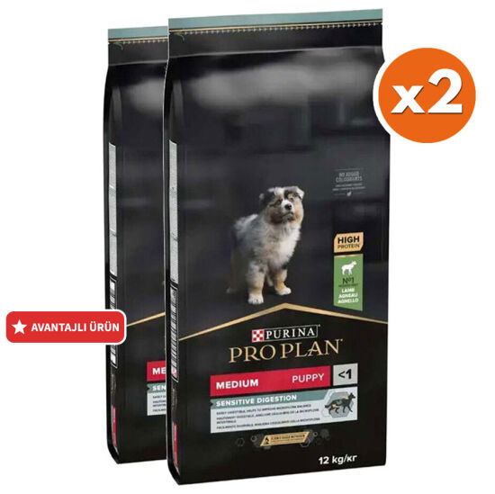 Pro Plan Medium Puppy Kuzu Etli Yavru Köpek Maması 12 Kg x 2 Adet - 1