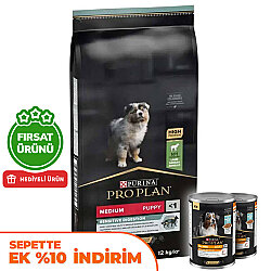 Pro Plan Medium Puppy Kuzu Etli Yavru Köpek Maması 12 Kg + 2 Adet Pro Plan Konserve 400 Gr - Pro Plan