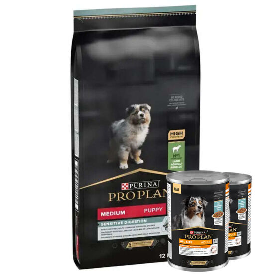 Pro Plan Medium Puppy Kuzu Etli Yavru Köpek Maması 12 Kg + 2 Adet Köpek Konservesi 400 Gr - 1