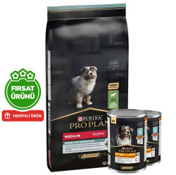 Pro Plan Medium Puppy Kuzu Etli Yavru Köpek Maması 12 Kg + 2 Adet Köpek Konservesi 400 Gr - Pro Plan