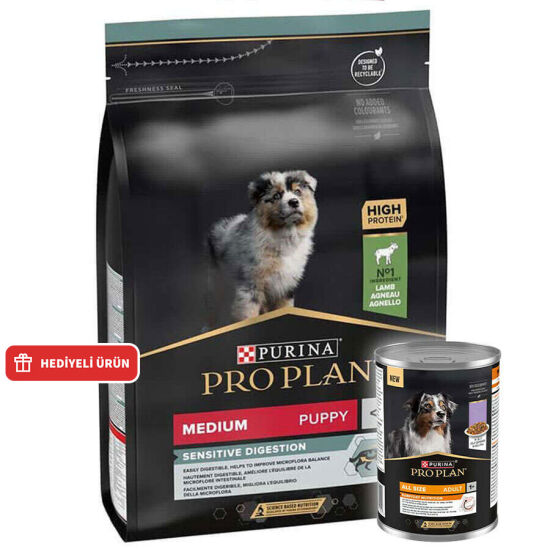 Pro Plan Medium Puppy Kuzu Yavru Köpek Maması 3 Kg + Köpek Konservesi 400 Gr - 1